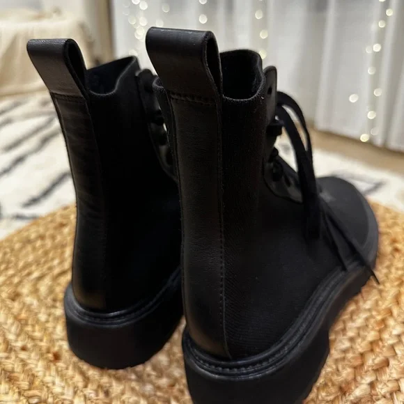 ⭐ Loeffler Randall Combat Boots — Black Canvas & Leather — Size 8 - Picture 10 of 16